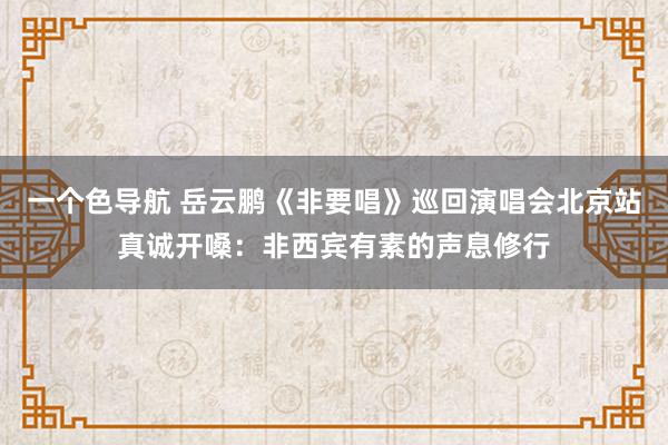 一个色导航 岳云鹏《非要唱》巡回演唱会北京站真诚开嗓：非西宾有素的声息修行
